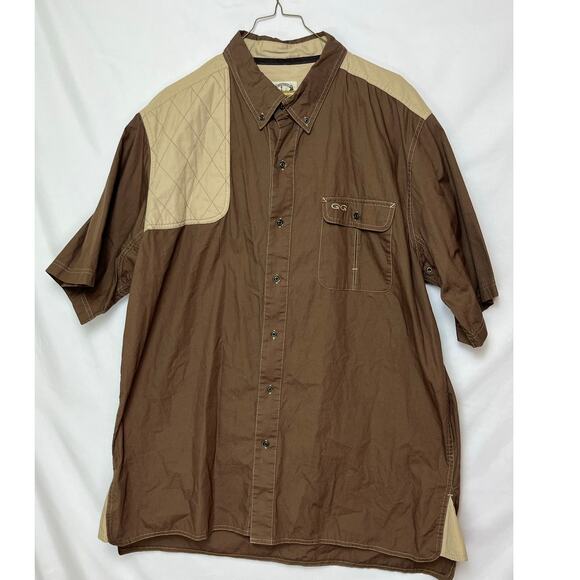 Game Guard Outdoors Men’s 2X Brown Tan Short Sleeve Button Front Hunting Shirt - Picture 1 of 6